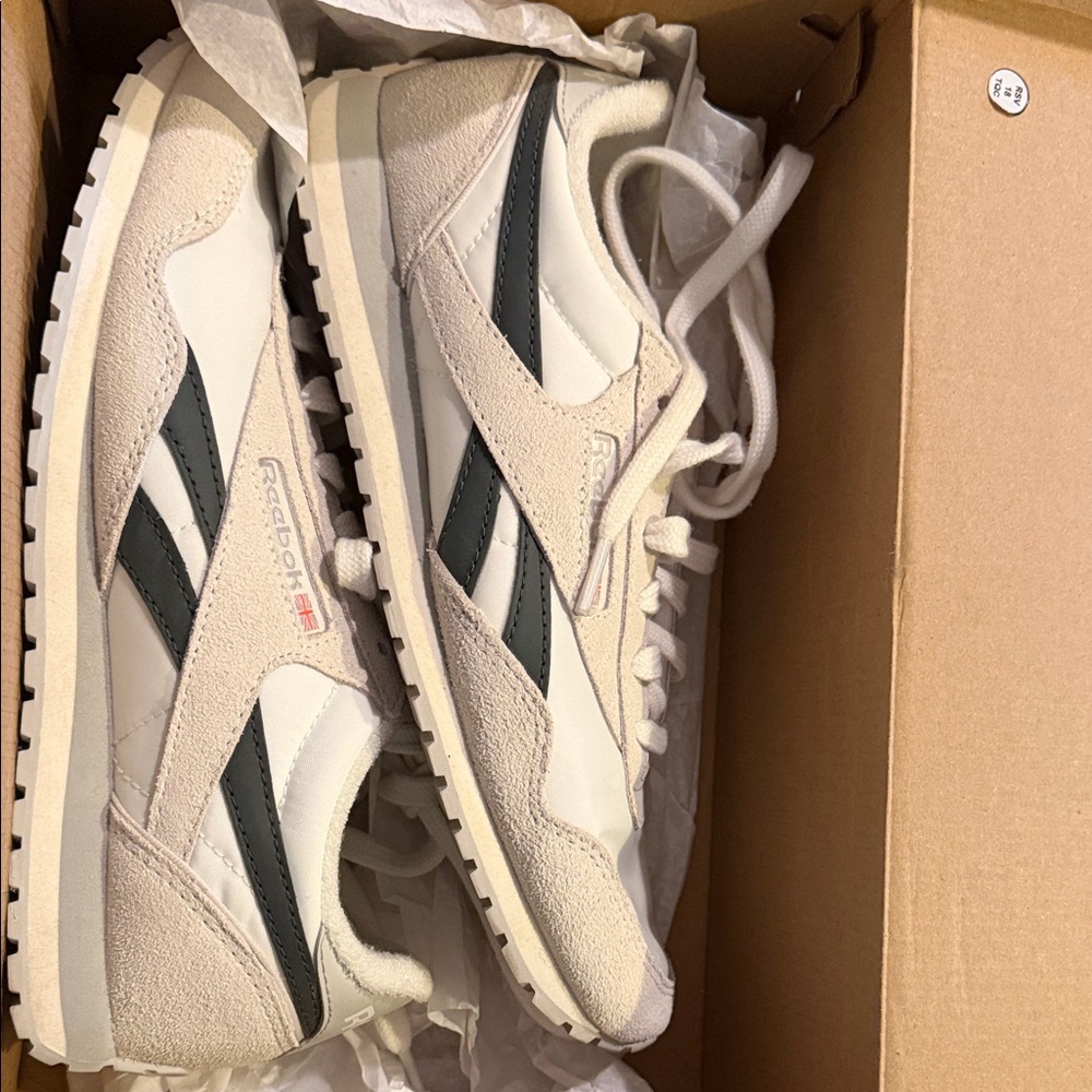 Reebok Beige and Black Retro Sneakers
